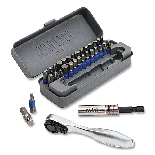 Wiha 32-Piece GoBox TerminatorBlue Impact Bit Set with Mini Ratchet (76889)