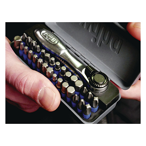 Wiha 32-Piece GoBox TerminatorBlue Impact Bit Set with Mini Ratchet (76889)