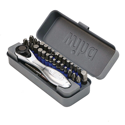 Wiha 32-Piece GoBox TerminatorBlue Impact Bit Set with Mini Ratchet (76889)