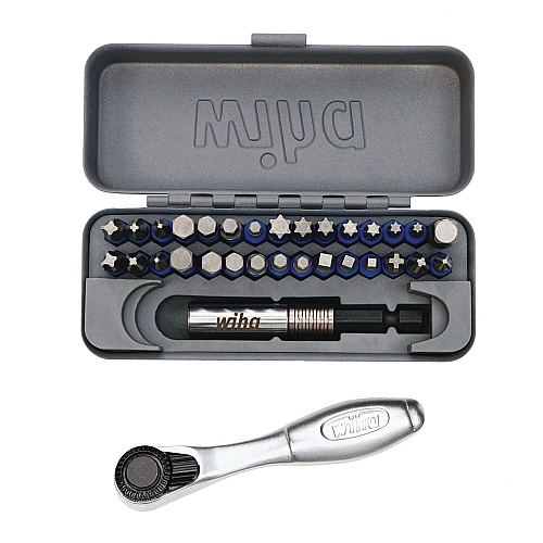 Wiha 32-Piece GoBox TerminatorBlue Impact Bit Set with Mini Ratchet (76889)