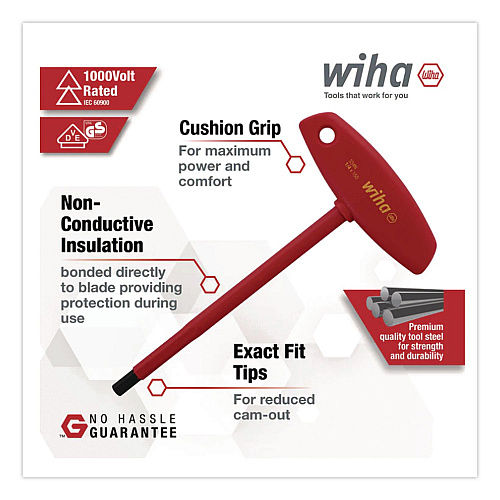 Wiha 6-Piece Insulated T-Handle Inch Hex Screwdriver Set (33490)