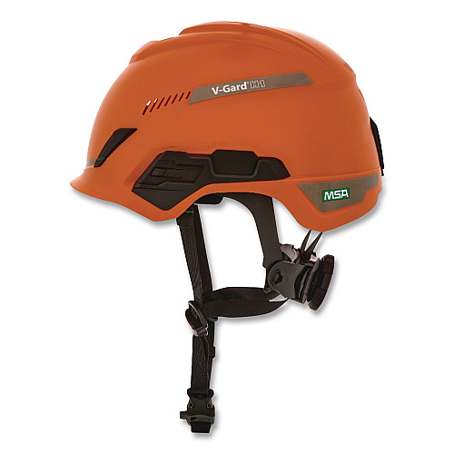MSA V-Gard H1 Safety Helmet, Vented, Brimless, Fas-Trac III Pivot Ratchet Suspension, One Size Fits Most (6.5 to 8), Orange (10194789)