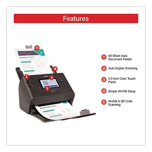 Canon imageFORMULA DR-S350NW, 600 dpi Optical Resolution, 60-Sheet Auto Document Feeder (6897C002)