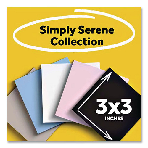 Post-it Pads in Simply Serene Colors, Unruled, 3 x 3, (2) Pads of 45 Sheets, (1) Pad of 35 Sheets, 3 Pads/Pack (7100332298)