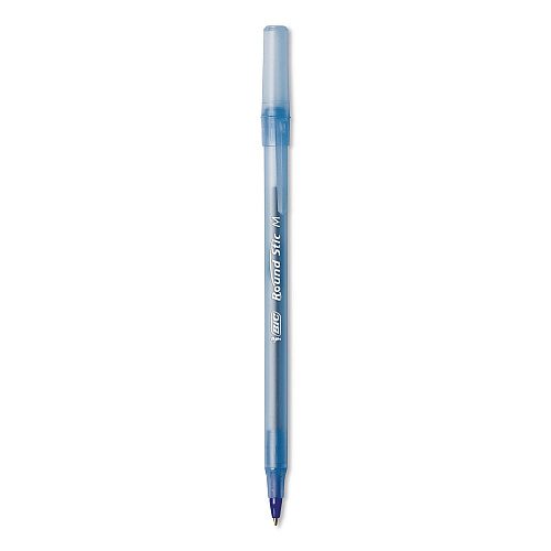 BIC Round Stic Xtra Life Ballpoint Pen, Stick, Medium 1 mm, Blue Ink, Translucent Blue Barrel, 12/Box, 36 Boxes/Carton (GSM11BECT)