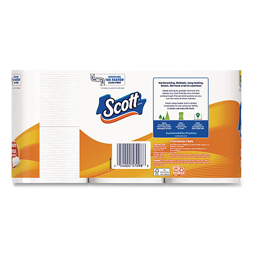 Scott ComfortPlus Toilet Paper Mega Rolls, Septic Safe, 1-Ply, White, 310 Sheets, 12 Mega Rolls/Carton (57098)