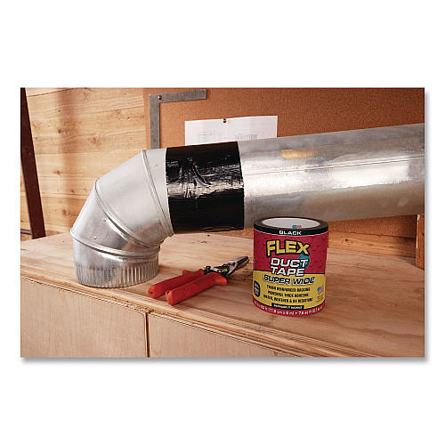 Flex Seal Flex Super Wide Duct Tape, 4" Core, 39 mil Thick, 4.6" x 20 ft, Black, 6/Carton (DTBLKR4620)