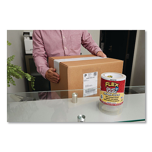 Flex Seal Flex Super Wide Duct Tape, 4" Core, 39 mil Thick, 4.6" x 20 ft, White, 6/Carton (DTWHTR4620)