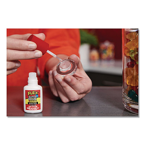 Flex Seal Flex Super Glue, Precision Brush, Liquid, 0.5 oz, Dries Clear, 8/Carton (SGLIQ10BT)