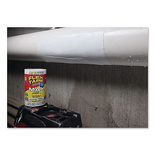 Flex Seal MAX Strong Rubberized Waterproof Tape, 4" Core, 39 mils Thick, 8" x 25 ft, White, 3/Carton (TFSMAXWHT08)