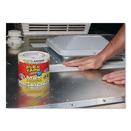 Flex Seal MAX Strong Rubberized Waterproof Tape, 4" Core, 39 mils Thick, 4" x 25 ft, White, 3/Carton (TFSMAXWHT04)
