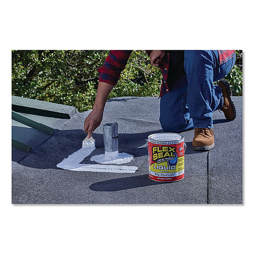 Flex Seal Liquid Rubber Sealant Coating Liquid, 1 gal Can, Dries White, 2/Carton (US855WHT012)