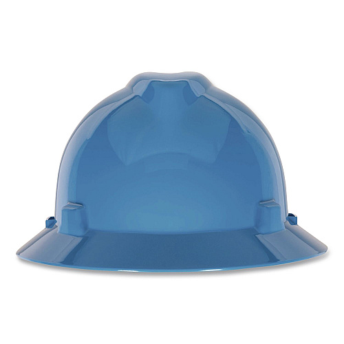 MSA V-Gard Hard Hats, Vented, Full Brim, Fas-Trac III Slide Lock Suspension, One Size Fits Most (6.5 to 8), Blue (10058320)