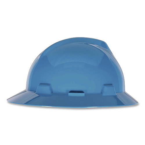 MSA V-Gard Hard Hats, Vented, Full Brim, Fas-Trac III Slide Lock Suspension, One Size Fits Most (6.5 to 8), Blue (10058320)