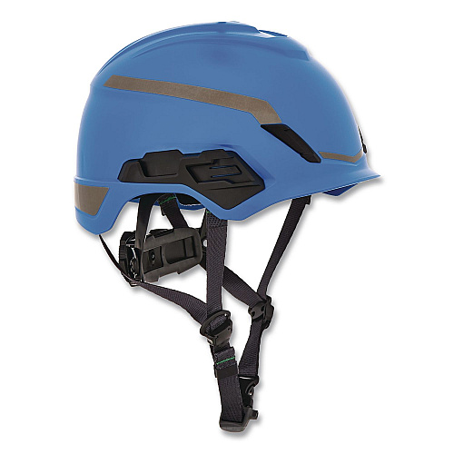 MSA V-Gard H1 Safety Helmet, Brimless, Fas-Trac III Pivot Ratchet Suspension, One Size Fits Most (6.5 to 8), Blue (10194793)