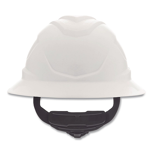 MSA V-Gard Hard Hats, Full Brim, C1 Fas-Trac III Swing Ratchet Suspension, One Size Fits Most (6.5 to 8), White (10215837)