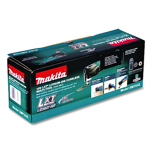 Makita LXT 18V Cordless Lithium-Ion Multi-Tool (Bare Tool) with Plunge Cut Blade and 2 Adapters, Variable Speed, 6,000 to 20,000 OPM (XMT03Z)