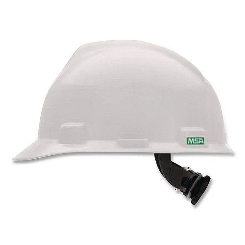MSA V-Gard Hard Hats, Vented, Front Brim, Fas-Trac III Ratchet Suspension, One Size Fits Most (6.5 to 8), White (477482)