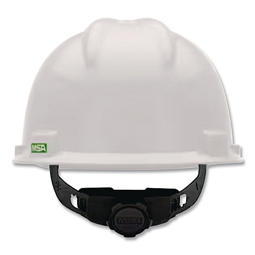 MSA V-Gard Hard Hats, Vented, Front Brim, Fas-Trac III Ratchet Suspension, One Size Fits Most (6.5 to 8), White (477482)