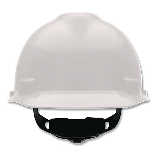 MSA V-Gard Hard Hats, Vented, Front Brim, Fas-Trac III Ratchet Suspension, One Size Fits Most (6.5 to 8), White (477482)