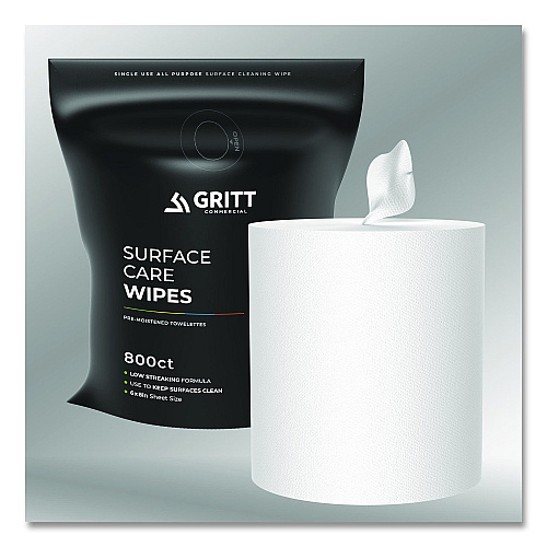 Gritt Commercial Surface Care Wipes, 1-Ply, 6 x 8, Fresh Scent, White, 800 Wipes (GRI5RW1)