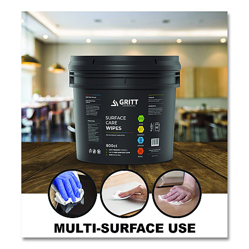 Gritt Commercial Surface Care Wipes, 1-Ply, 6 x 8, Fresh Scent, White, 800 Wipes/Bucket (GRI5RW1B)