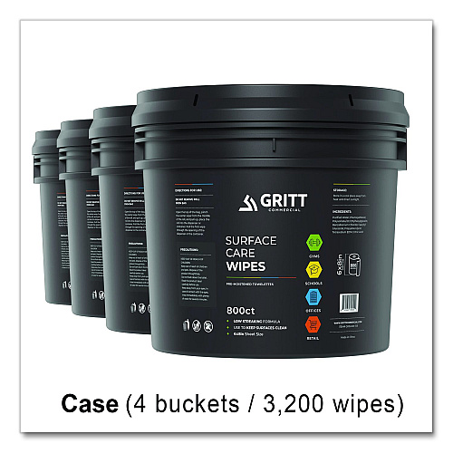 Gritt Commercial Surface Care Wipes, 1-Ply, 6 x 8, Fresh Scent, White, 800/Bucket, 4 Buckets/Carton (GRI5RW1BCS)