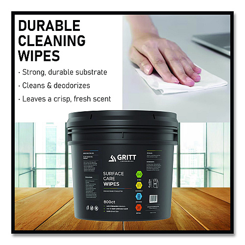 Gritt Commercial Surface Care Wipes, 1-Ply, 6 x 8, Fresh Scent, White, 800/Bucket, 4 Buckets/Carton (GRI5RW1BCS)