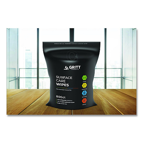 Gritt Commercial Surface Care Wipes, 1-Ply, 6 x 8, Fresh, White, 800/Pack, 4 Packs/Carton (GRI5RW4)