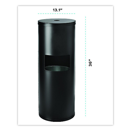 Gritt Commercial Floor Stand Wet Wipe Dispenser Station with 7 Gallon Built-In Trash Can, 13.1 x 13.1 x 36, Black (GRI509BLK)