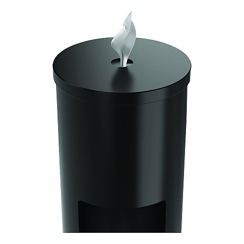 Gritt Commercial Floor Stand Wet Wipe Dispenser Station with 7 Gallon Built-In Trash Can, 13.1 x 13.1 x 36, Black (GRI509BLK)