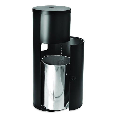 Gritt Commercial Floor Stand Wet Wipe Dispenser Station with 7 Gallon Built-In Trash Can, 13.1 x 13.1 x 36, Black (GRI509BLK)