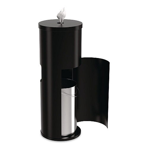 Gritt Commercial Floor Stand Wet Wipe Dispenser Station with 7 Gallon Built-In Trash Can, 13.1 x 13.1 x 36, Black (GRI509BLK)