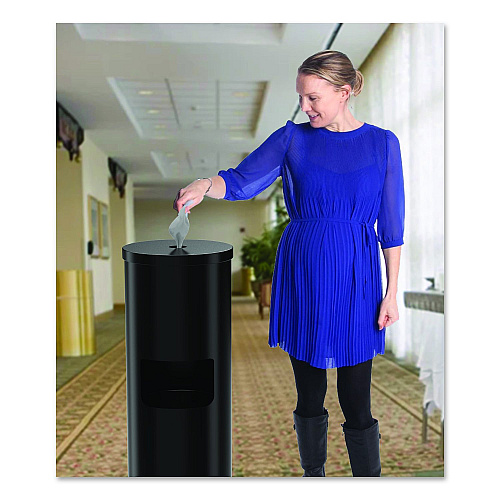 Gritt Commercial Floor Stand Wet Wipe Dispenser Station with 7 Gallon Built-In Trash Can, 13.1 x 13.1 x 36, Black (GRI509BLK)