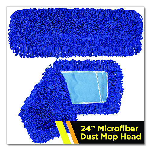 Gritt Commercial Microfiber Looped Dust Mop Pad Head, 24 x 5, Blue (GRI18224)