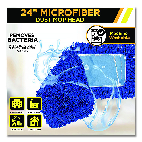 Gritt Commercial Microfiber Looped Dust Mop Pad Head, 24 x 5, Blue (GRI18224)