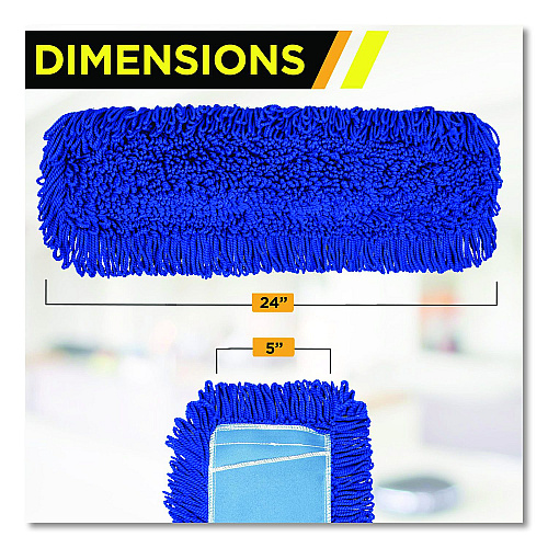 Gritt Commercial Microfiber Looped Dust Mop Pad Head, 24 x 5, Blue (GRI18224)