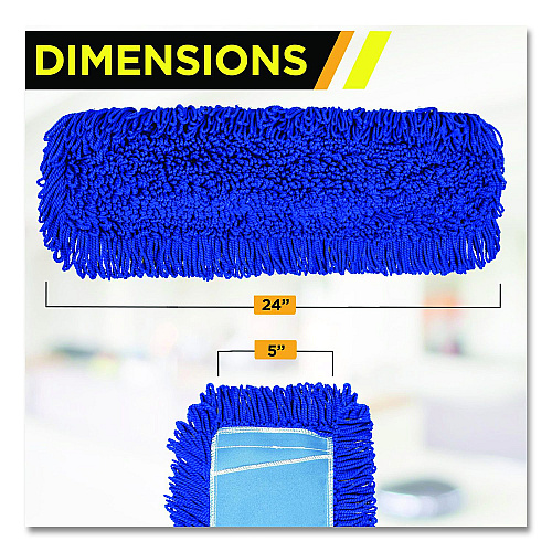 Gritt Commercial Microfiber Looped Dust Mop Pad Head, 24 x 5, Blue, 3/Pack (GRI182243PK)
