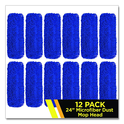 Gritt Commercial Microfiber Looped Dust Mop Pad Head, 24 x 5, Blue, 12/Carton (GRI1822412PK)
