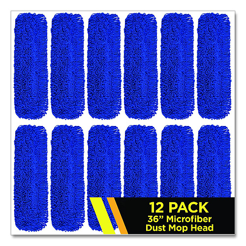 Gritt Commercial Microfiber Looped Dust Mop Pad Head, 36 x 5, Blue, 12/Carton (GRI1823612PK)