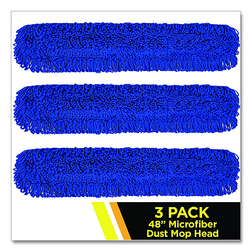 Gritt Commercial Microfiber Looped Dust Mop Pad Head, 48 x 5, Blue, 3/Pack (GRI182483PK)