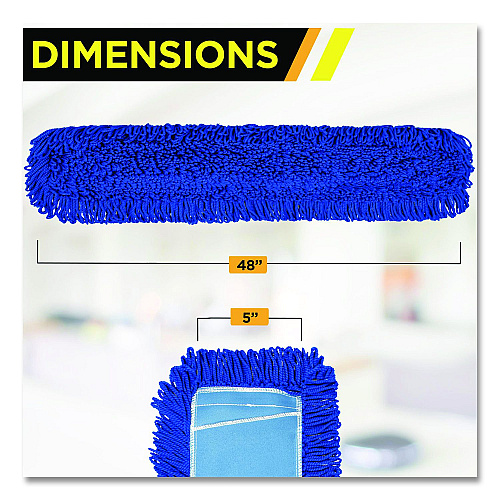 Gritt Commercial Microfiber Looped Dust Mop Pad Head, 48 x 5, Blue, 3/Pack (GRI182483PK)