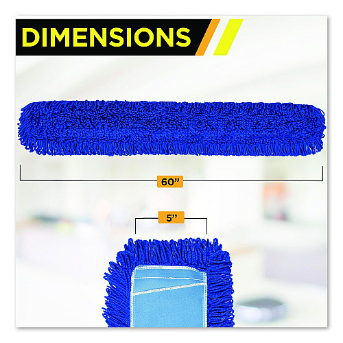 Gritt Commercial Microfiber Looped Dust Mop Pad Head, 60 x 5, Blue, 6/Pack (GRI182606PK)