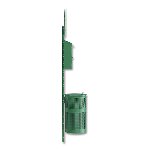 Furloo Pet Waste Station Kit with Roll Bag Locking Dispenser, 11.5 Gallon Round Lidded Trash Can, Pole, and Glow-in-the-Dark Sign (FLO1RSG)