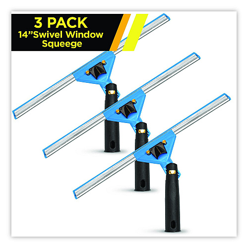 Gritt Commercial Swivel Window Squeegee with Quick Release, 14" Wide Blade, 3/Pack (GRI1293PK)