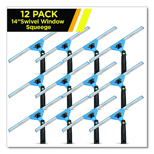 Gritt Commercial Swivel Window Squeegee with Quick Release, 14" Wide Blade, 12/Carton (GRI12912PK)