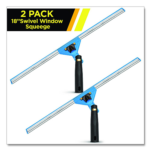 Gritt Commercial Swivel Window Squeegee with Quick Release, 18" Wide Blade, 2/Pack (GRI129182PK)
