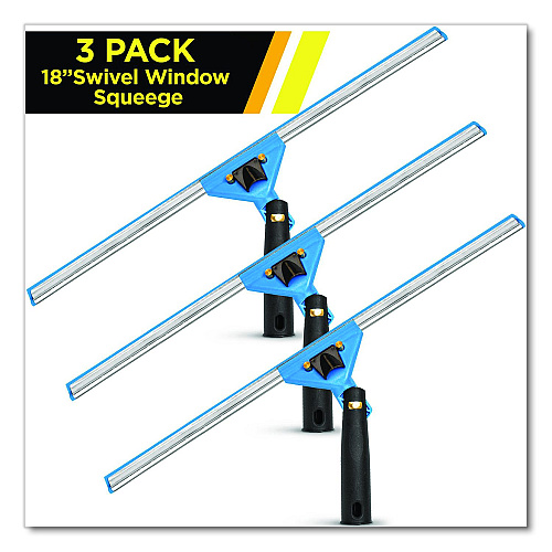Gritt Commercial Swivel Window Squeegee with Quick Release, 18" Wide Blade, 3/Pack (GRI129183PK)