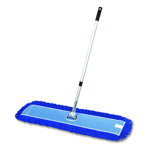 Gritt Commercial All-In-One Microfiber Dust Mop Set with Telescopic Handle, 48 x 5, Blue Microfiber Head, 72" Silver Aluminum Handle, 4/Kit (GRI17448T4PK)