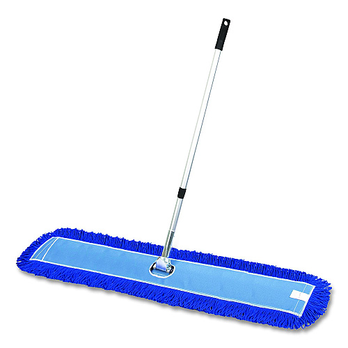 Gritt Commercial All-In-One Microfiber Dust Mop Set with Telescopic Handle, 60 x 5, Blue Microfiber Head, 40" to 72" Silver Aluminum Handle (GRI17460T)